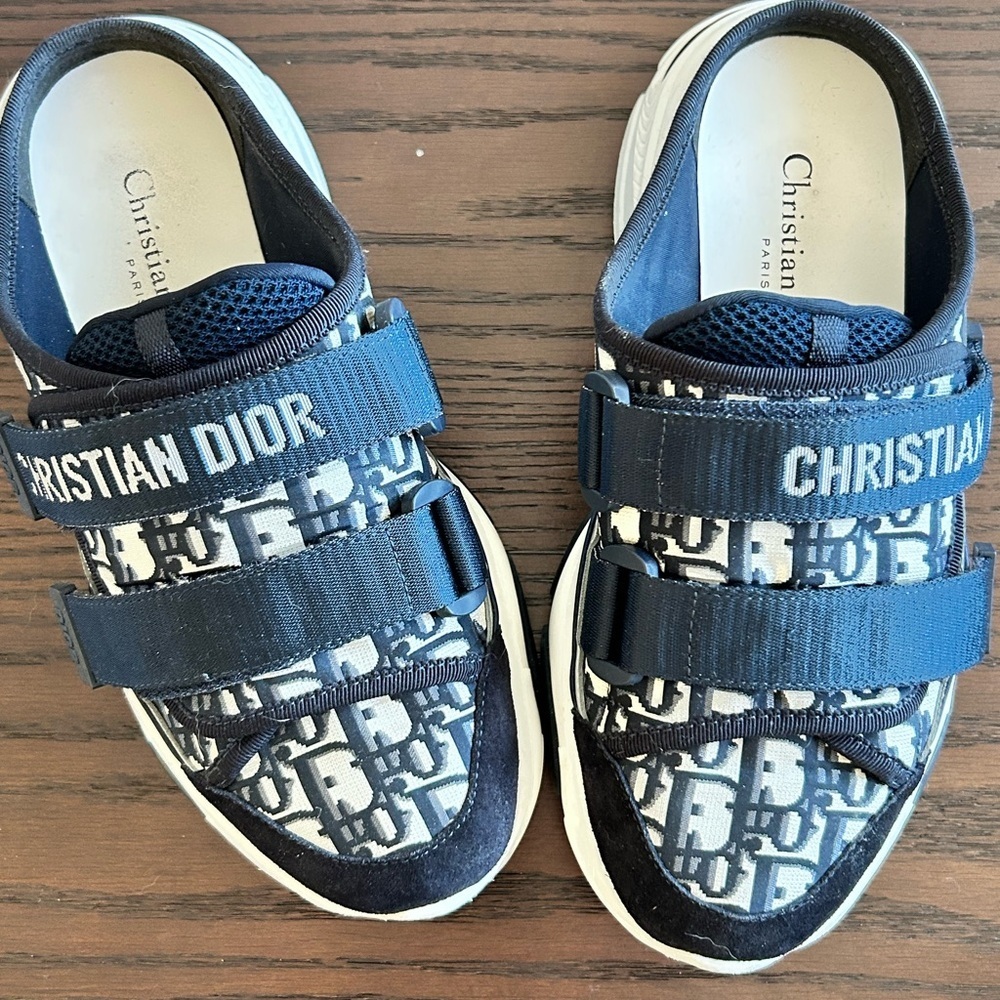 Dior - D-Wander Deep Blue Dior Oblique Technical Fabric Slip On Sneakers - Picture 4 of 15